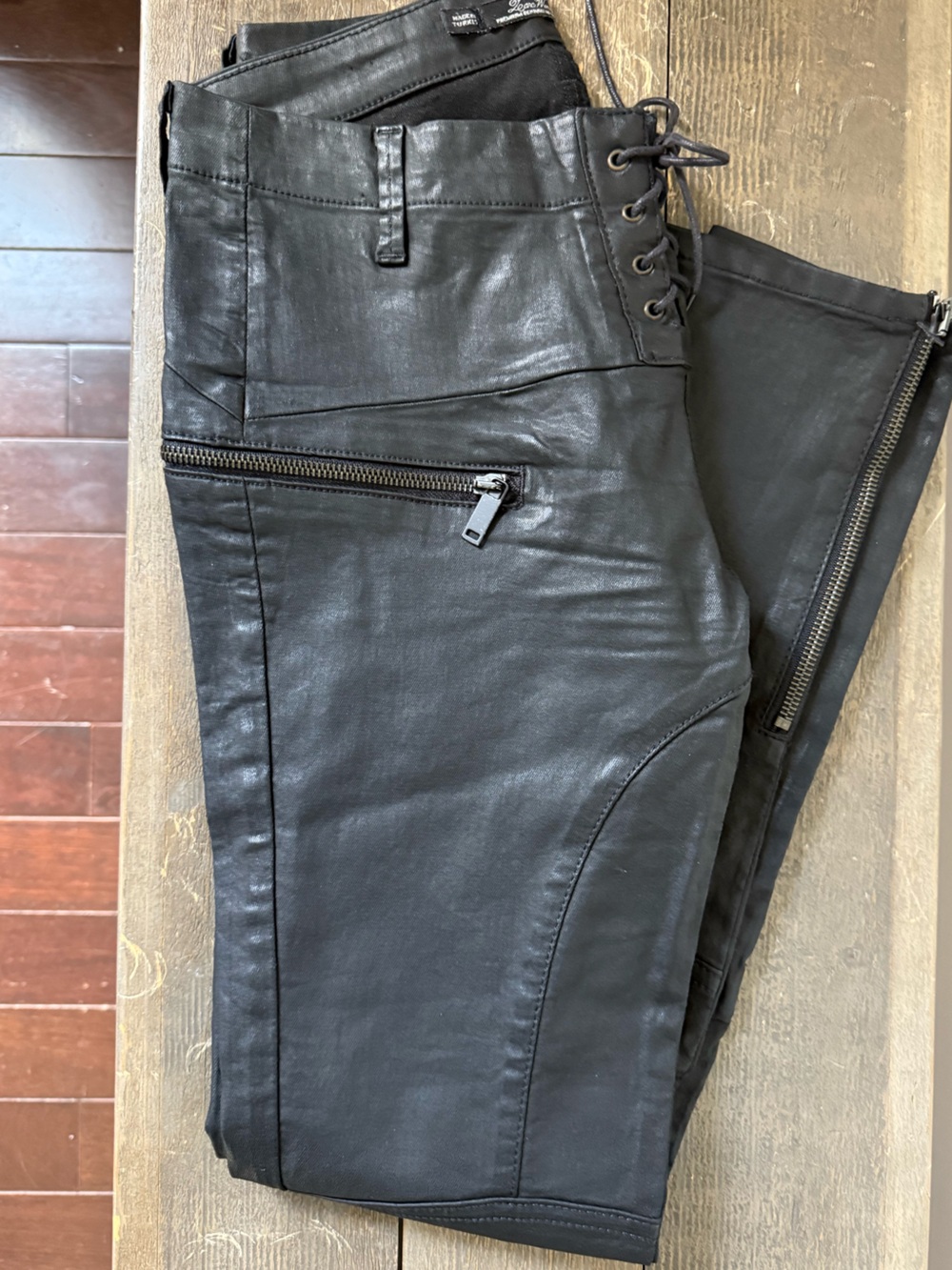Zara Faux Leather Moto Pants with Zipper Detail